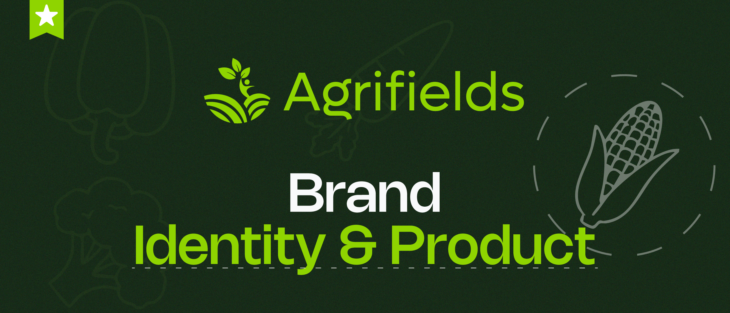 Agrifields Ltd brand identity cover — green logo lockup with corn and vegetable icon details