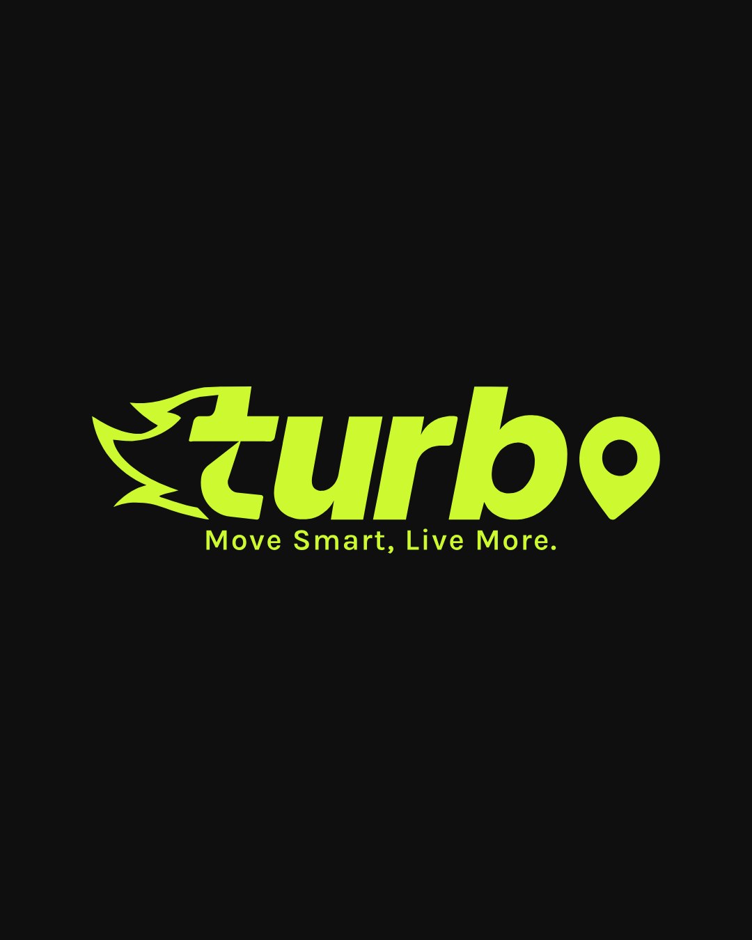 Turbo Ghana logo in Digital Lime on Charcoal Obsidian, with the tagline Move Smart, Live More