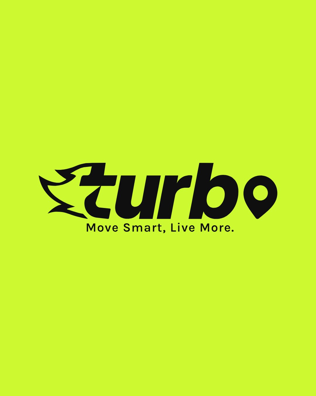 Turbo Ghana logo in Charcoal Obsidian on Digital Lime, with the tagline Move Smart, Live More